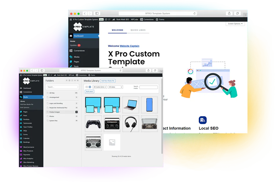 enhanced admin client dashboard and media library