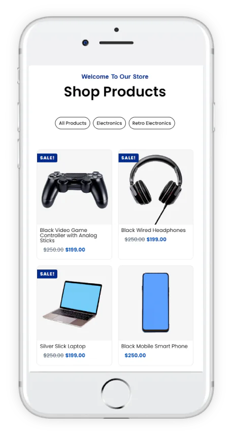 xprotemplate system mobile screenshot clean shop page