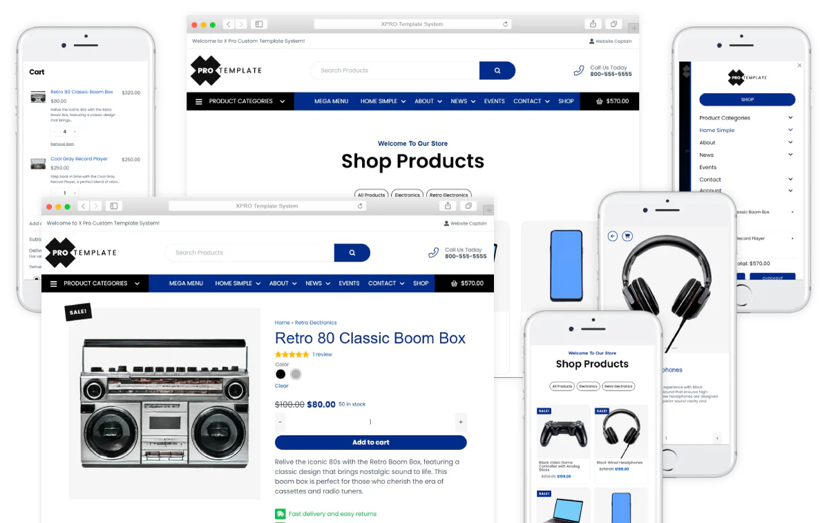 xprotemplate system shopping custom design screenshot